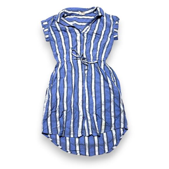 Japna Blue/White Striped Button-Up Collar Dress Size Small - Picture 1 of 8